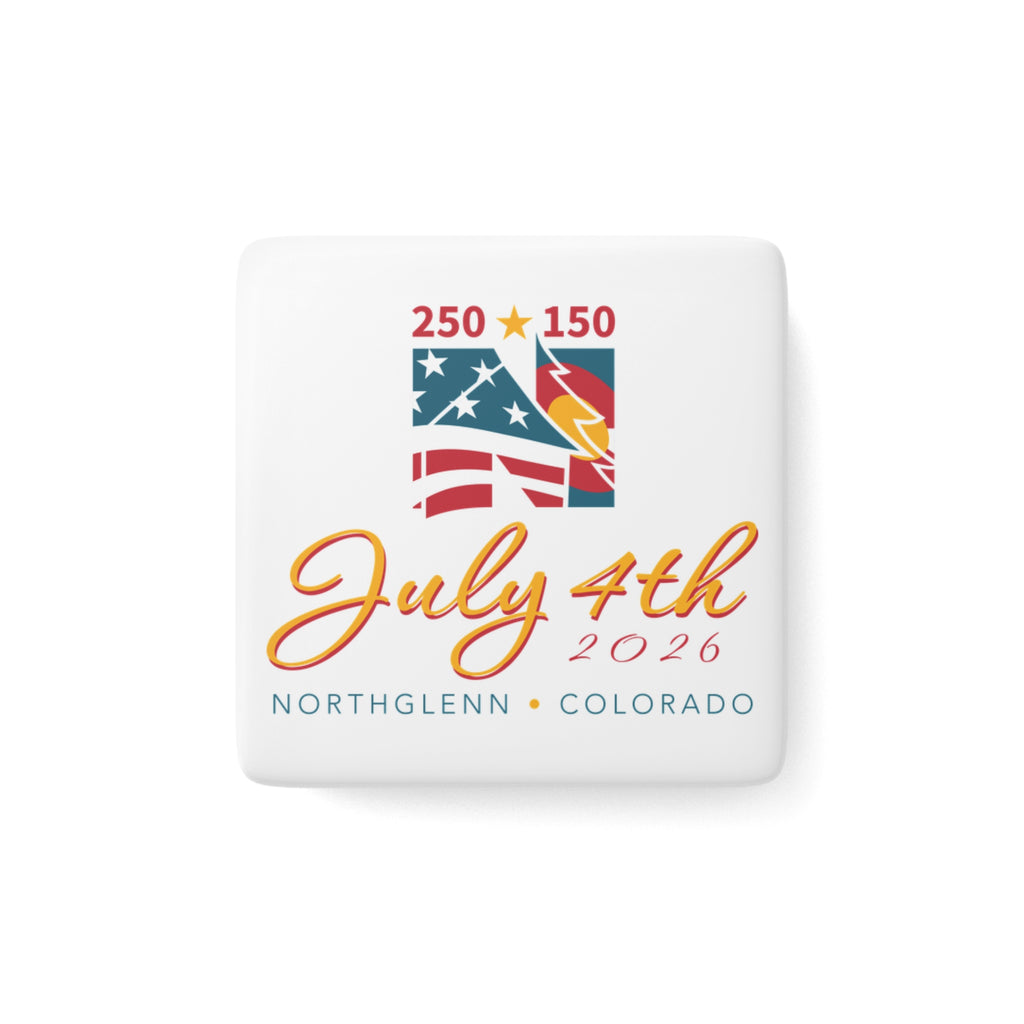 Sesquisemiquincentennial July 4th Porcelain Square Magnet — Collectable Souvenir