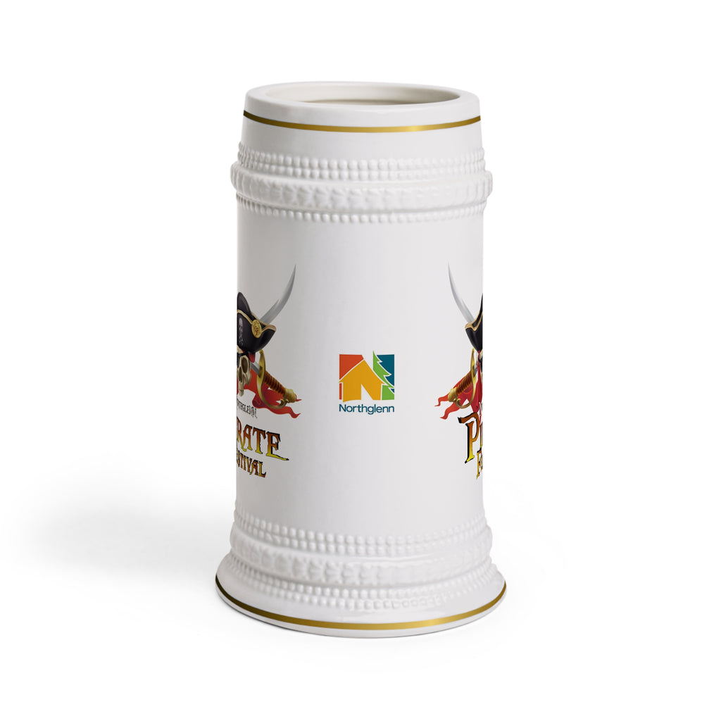Pirate Festival Beer Stein Mug — Skull & Crossed Cutlasses Ceramic Stein