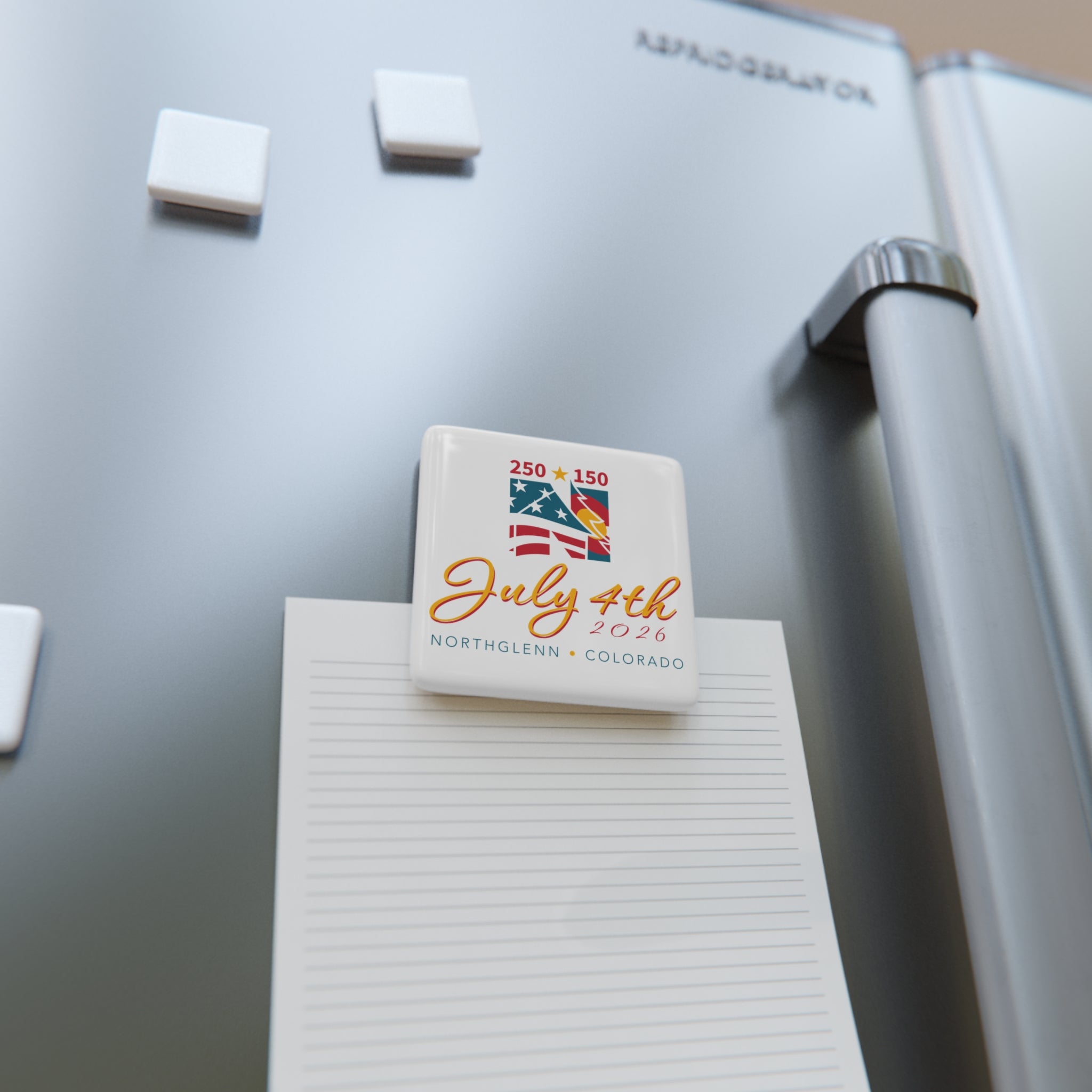 Sesquisemiquincentennial July 4th Porcelain Square Magnet — Collectable Souvenir
