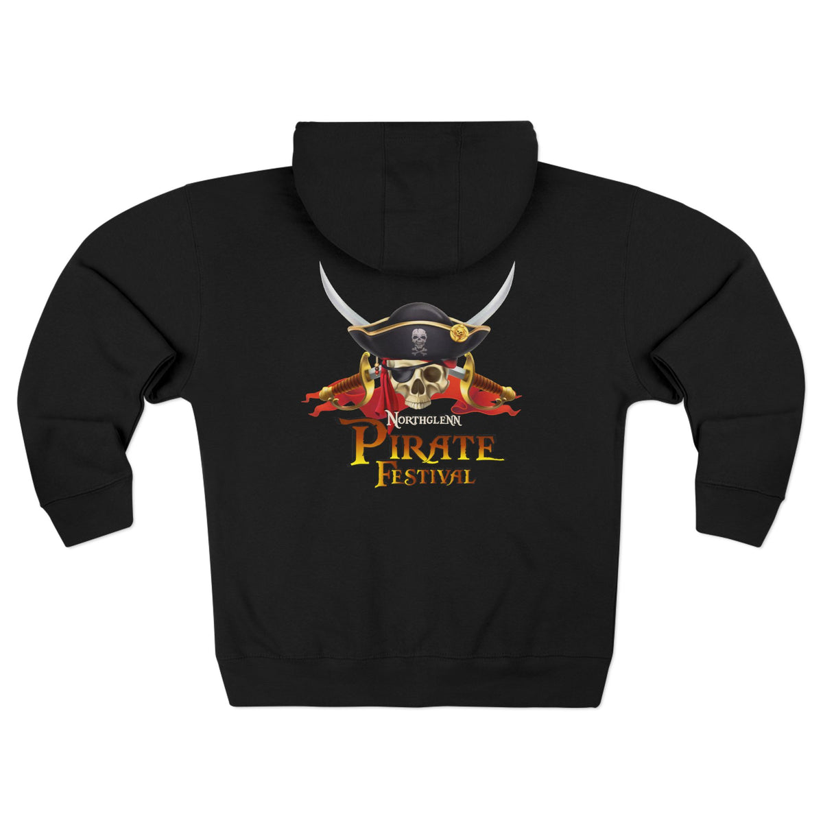 Pirate Festival Zip Hoodie — Skull & Crossed Cutlasses Back Print