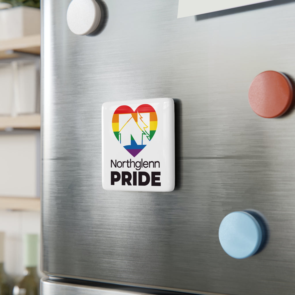 Northglenn Pride Porcelain Square Magnet — Rainbow Heart Community Souvenir