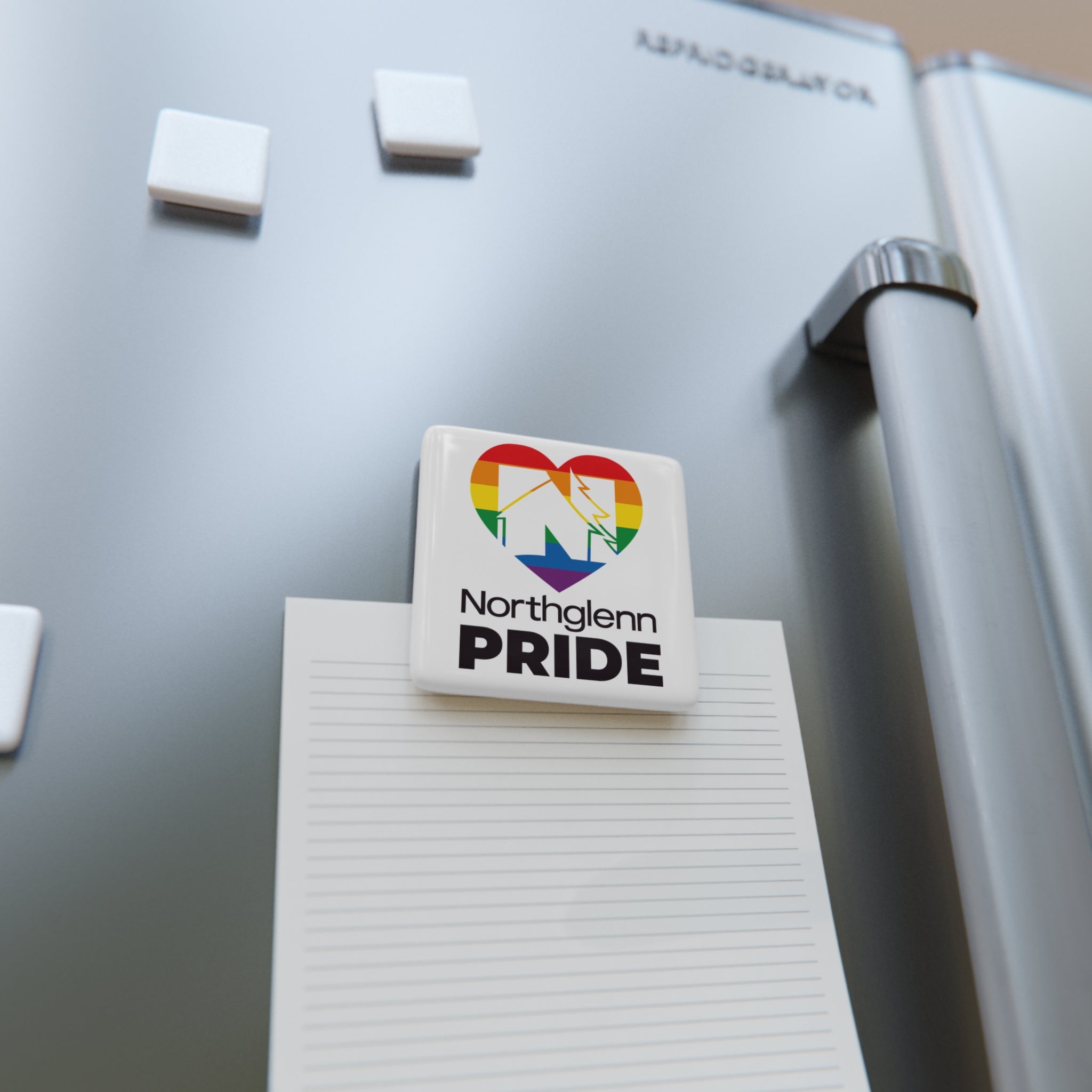 Northglenn Pride Porcelain Square Magnet — Rainbow Heart Community Souvenir